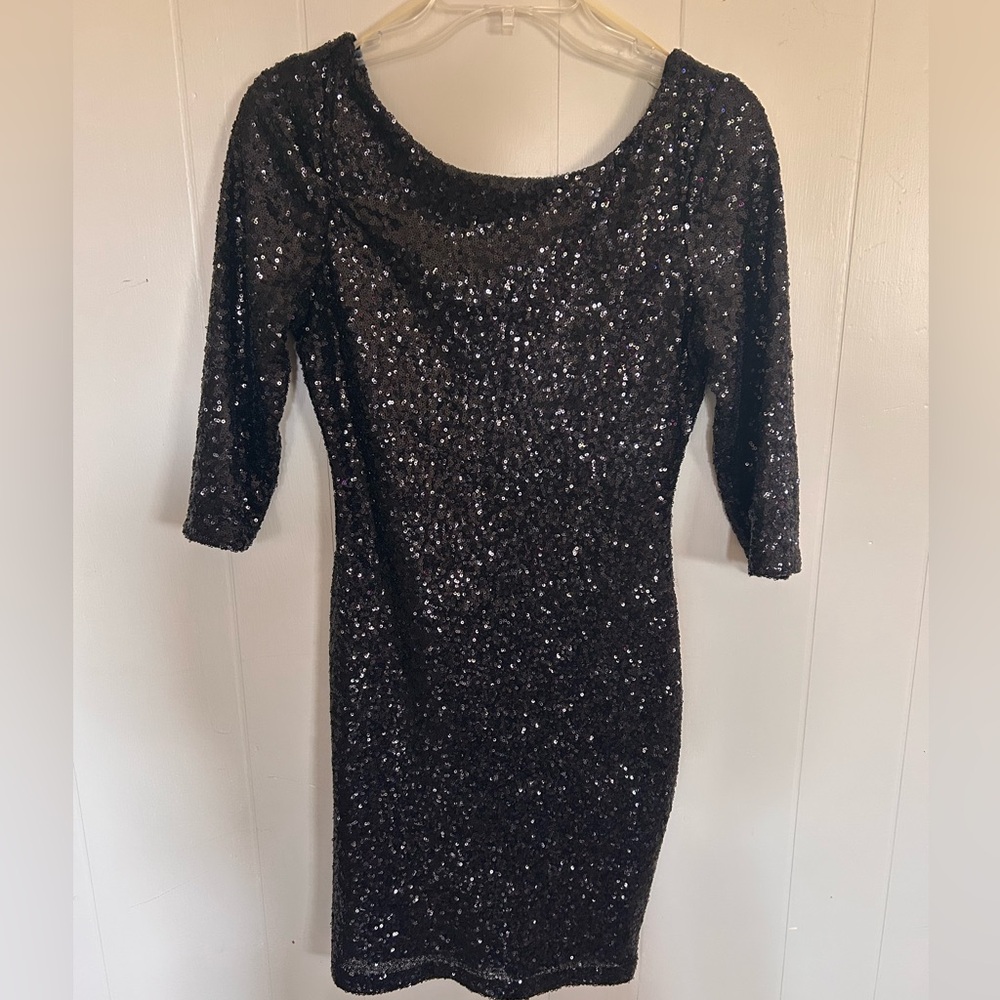 Ruby Rox Black Sequin Long Sleeve Dress